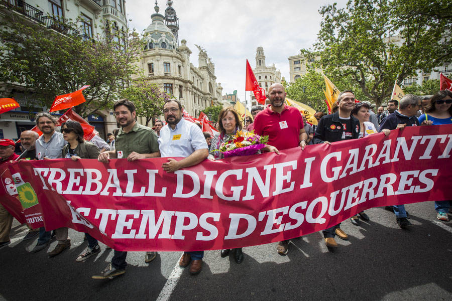 5-01-2015 Los lìderes de IU en la manifestación del 1 de Mayo en  Valencia