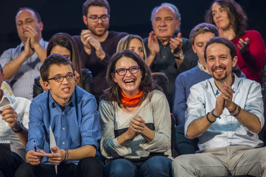 18-12-2015 Errejón , Oltra e Iglesias en el mitin de cierre de campaña de Compromís- Podemos en Valencia