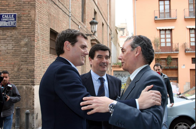 Albert Rivera y Fernando Giner junto a Salvador Navarro, presidente de la CEV