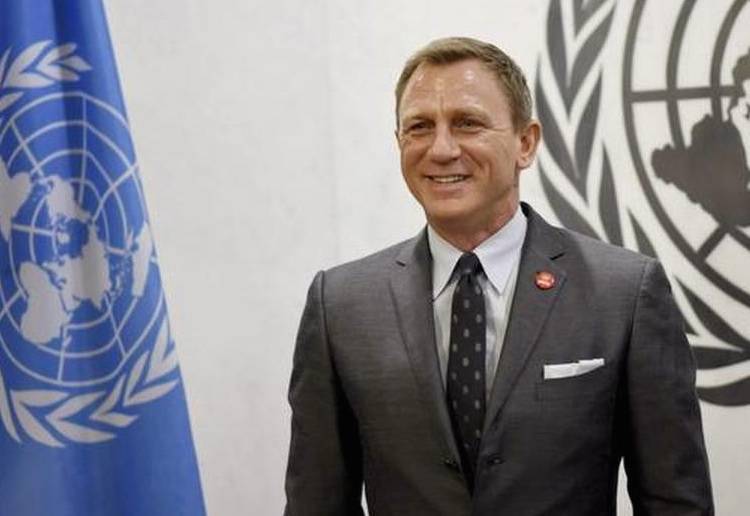 El actor británico Daniel Craig durante su visita a la ONU. Foto: EFE.