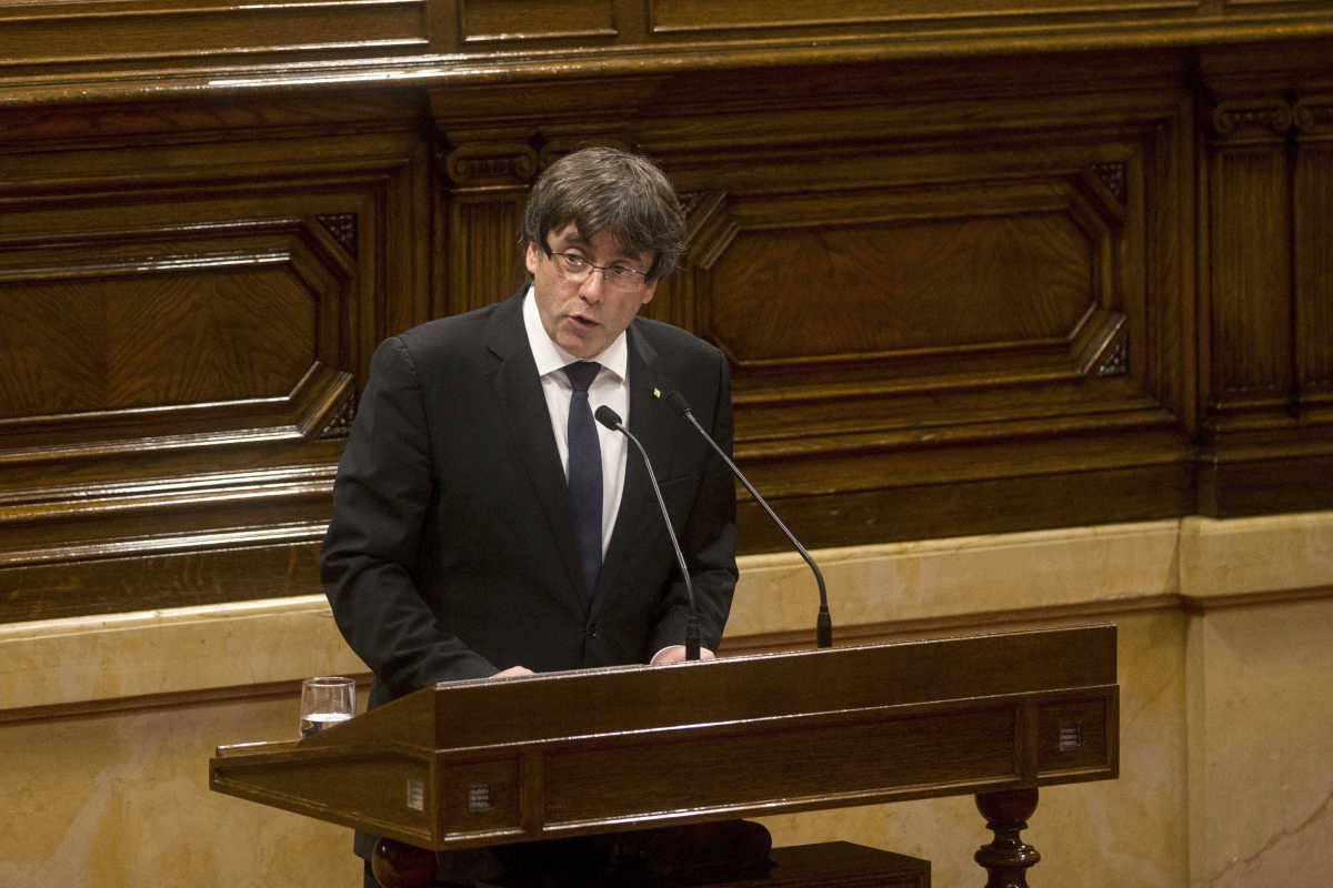 Carles Puigdemont, durante su discurso. Foto: EFE