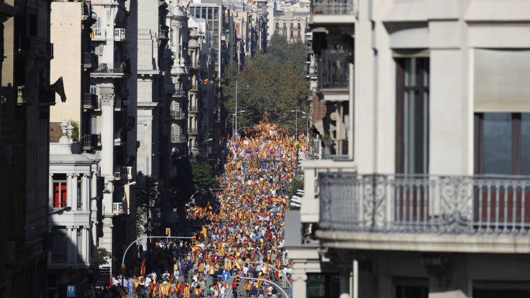 Vista de Via Laietana, poco antes del inicio de la manifestación. Foto: EFE
