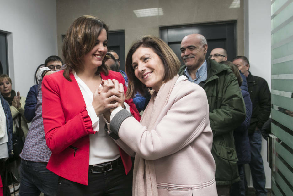 Sandra Gómez y Maite Girau en las primarias de 2018. Foto: EVA MÁÑEZ