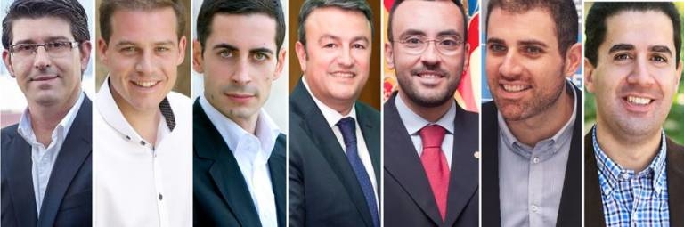 Rodríguez, Cerdà, Bielsa, Chulvi, Benlloch, Mayor y Francés, algunos de los jóvenes alcaldes del PSPV